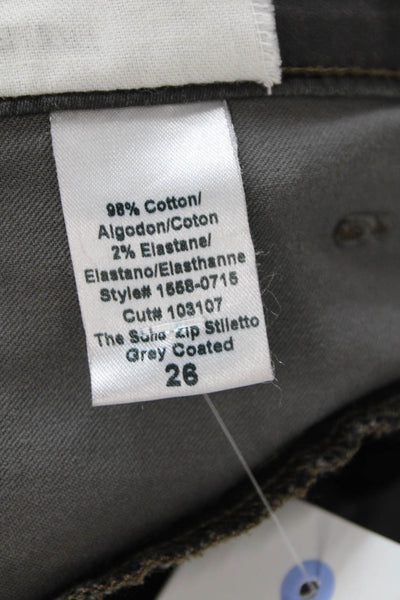 Current/Elliott Womens The Soho Zip Stiletto Pants Gray Coated Cotton Size 26