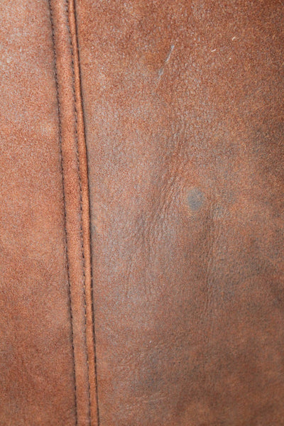 Sharis Place Womens Shearling Button Down Coat Cinnamon Brown Size Small