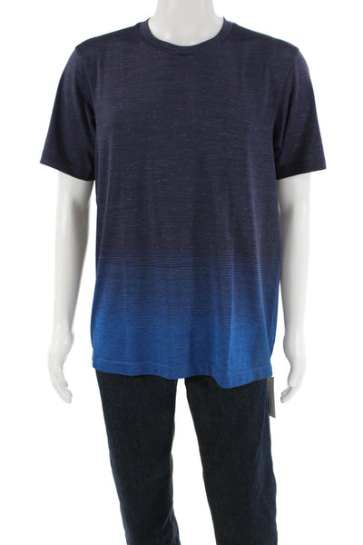 Uniqlo Mens Short Sleeves Crew Neck Tee Shirt Blue Ombre Size Large