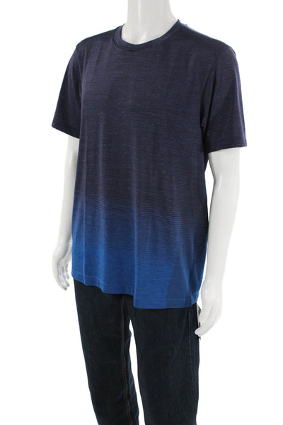 Uniqlo Mens Short Sleeves Crew Neck Tee Shirt Blue Ombre Size Large