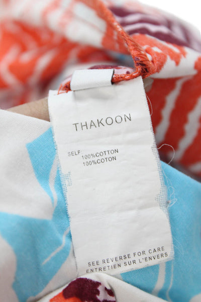 Thakoon Addition Womens Short Sleeve Abstract Mini Dress White Multi Size 4