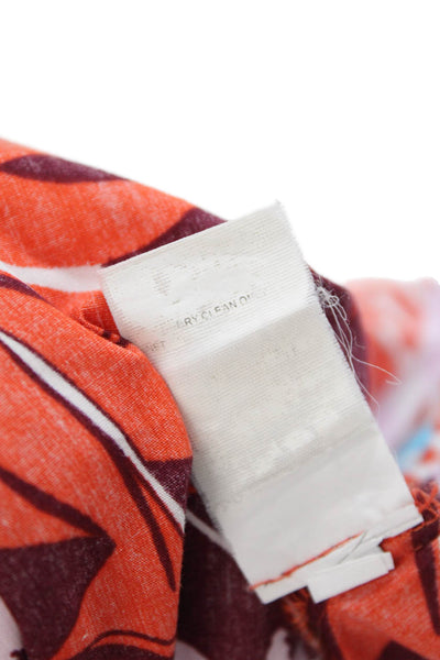 Thakoon Addition Womens Short Sleeve Abstract Mini Dress White Multi Size 4