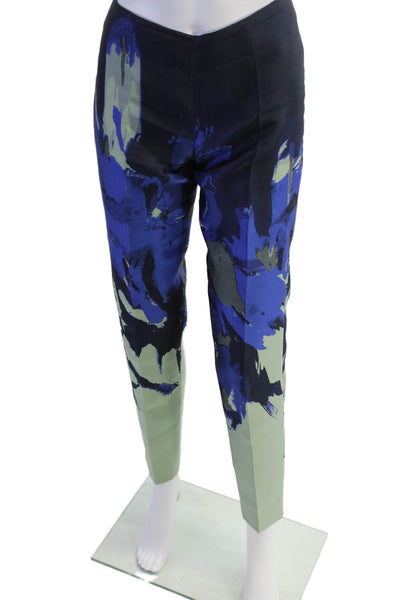 Antonio Berardi Womens Abstract Print Zipped Trousers Blue Size S