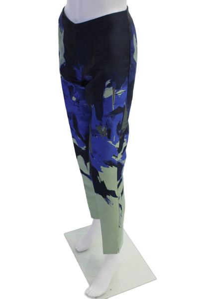 Antonio Berardi Womens Abstract Print Zipped Trousers Blue Size S