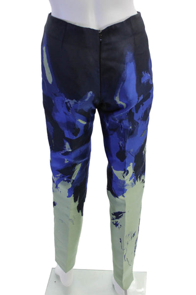 Antonio Berardi Womens Abstract Print Zipped Trousers Blue Size S