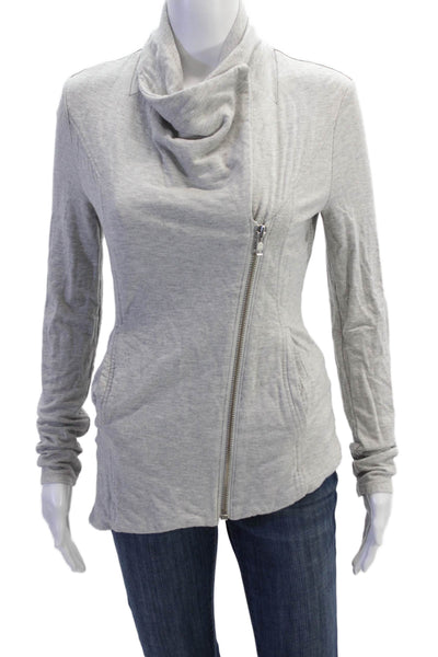 Helmut Lang Womens High Collared Zipped Long Sleeve Jacket Gray Size S