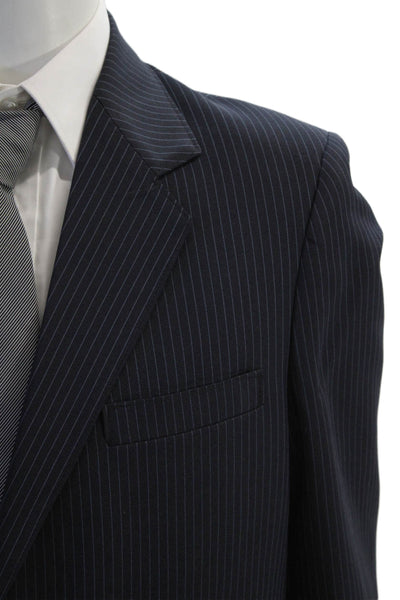 Sartain Mens 2 Piece Wool Pinstriped Suit Blue Size 42