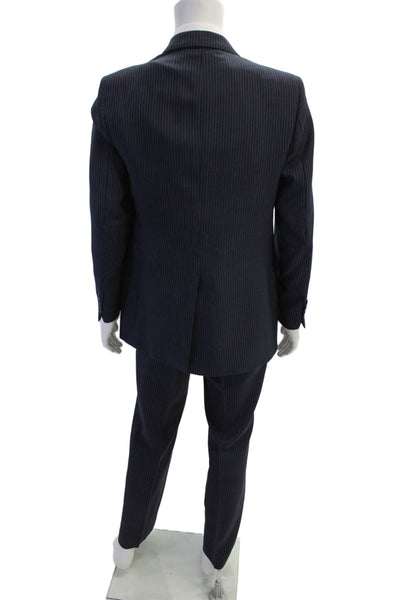 Sartain Mens 2 Piece Wool Pinstriped Suit Blue Size 42