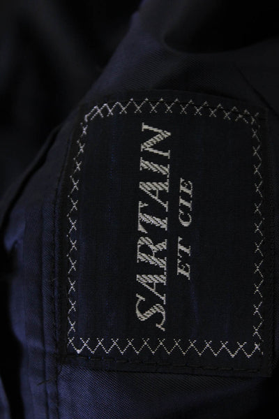 Sartain Mens 2 Piece Wool Pinstriped Suit Blue Size 42