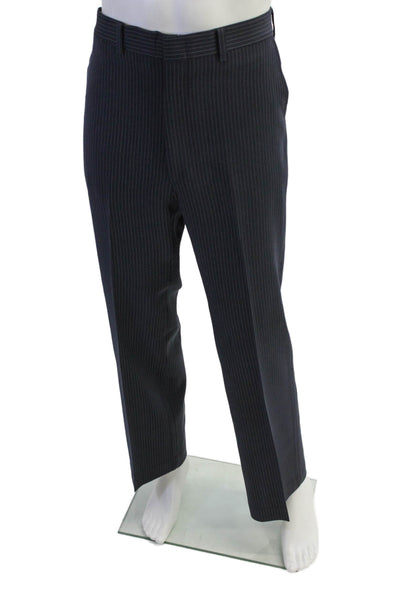 Sartain Mens 2 Piece Wool Pinstriped Suit Blue Size 42