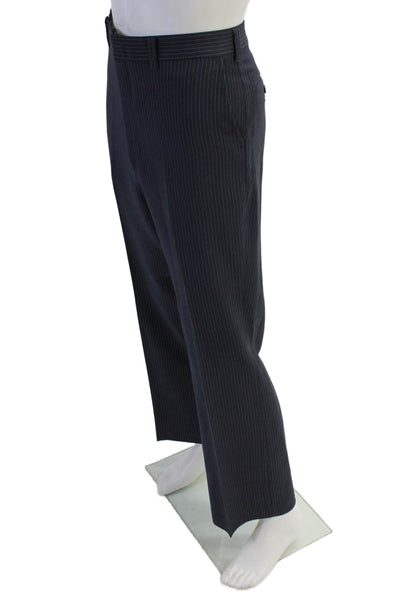 Sartain Mens 2 Piece Wool Pinstriped Suit Blue Size 42