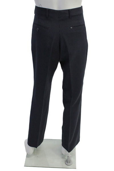 Sartain Mens 2 Piece Wool Pinstriped Suit Blue Size 42