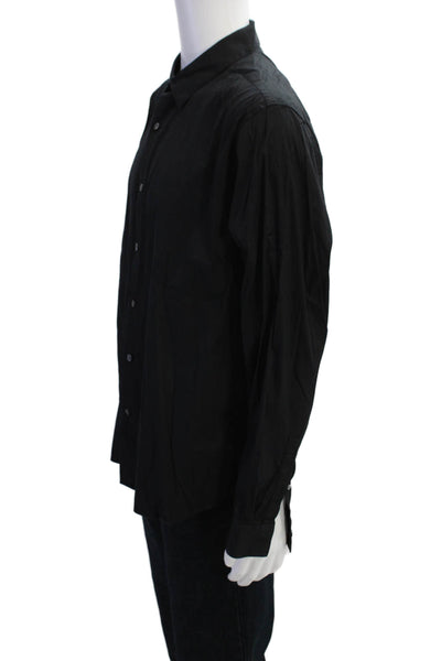 Theory Mens Long Sleeve Button Front Collared Shirt Black Cotton Size 2XL