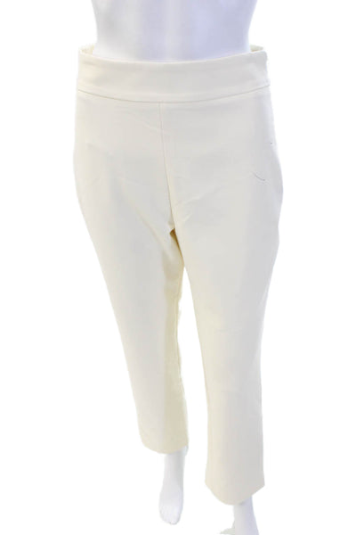 Toccin Womens Straight Leg Tailored Claire Cigarette Zip Fly Pants Ivory Size 4