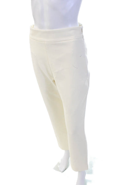 Toccin Womens Straight Leg Tailored Claire Cigarette Zip Fly Pants Ivory Size 4