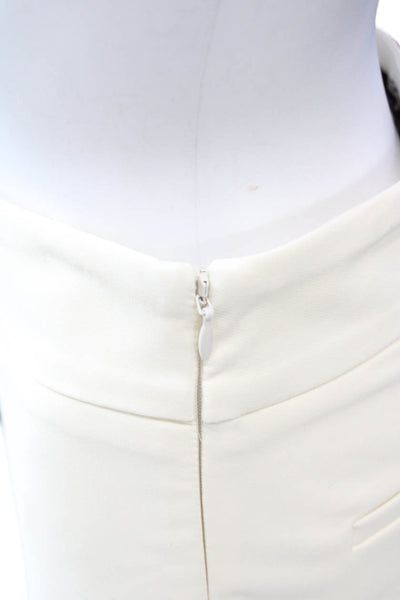 Toccin Womens Straight Leg Tailored Claire Cigarette Zip Fly Pants Ivory Size 4