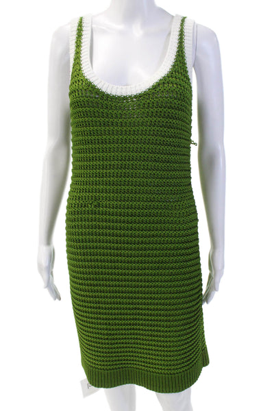 Toccin Womens Woven Sleeveless Stretch Knit Mini Bodycon Dress Green Size 4