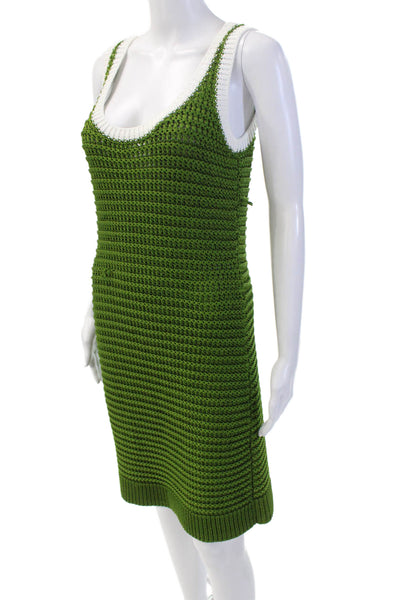 Toccin Womens Woven Sleeveless Stretch Knit Mini Bodycon Dress Green Size 4