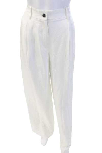 Toccin Womens Tailored Wide Leg Zip Fly Trouser Pants White Size 4