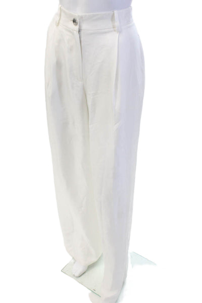 Toccin Womens Tailored Wide Leg Zip Fly Trouser Pants White Size 4