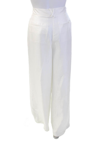 Toccin Womens Tailored Wide Leg Zip Fly Trouser Pants White Size 4