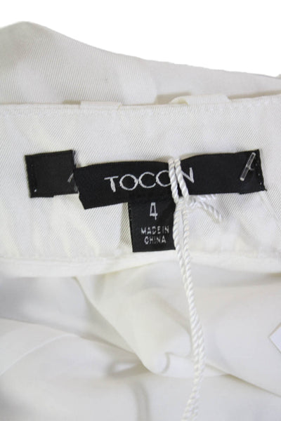 Toccin Womens Tailored Wide Leg Zip Fly Trouser Pants White Size 4