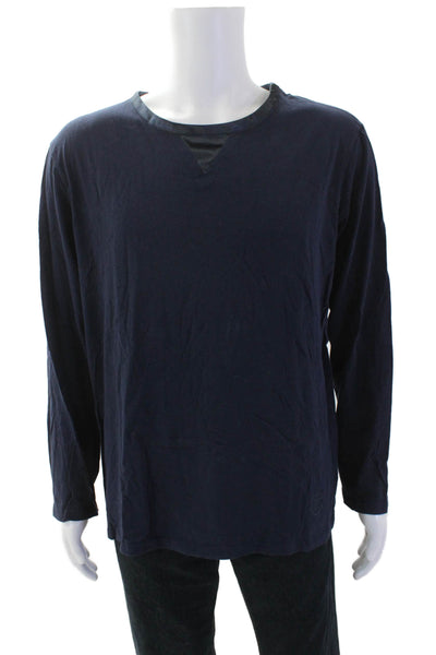 Temperley London Mens LOng Sleeve Scoop Neck Classic Tee Shirt Navy Size Large