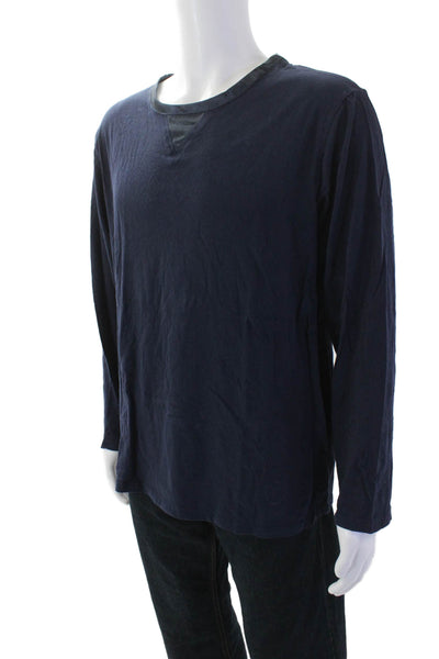 Temperley London Mens LOng Sleeve Scoop Neck Classic Tee Shirt Navy Size Large