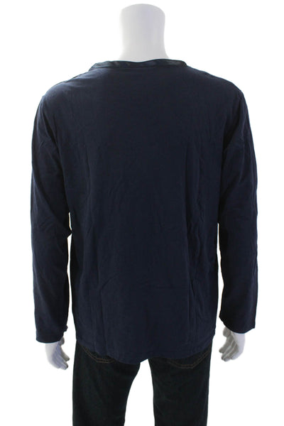 Temperley London Mens LOng Sleeve Scoop Neck Classic Tee Shirt Navy Size Large