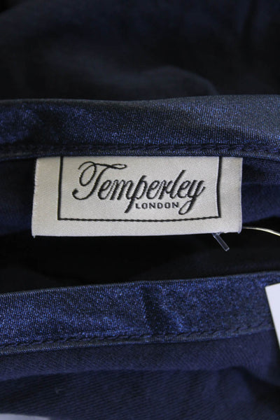 Temperley London Mens LOng Sleeve Scoop Neck Classic Tee Shirt Navy Size Large