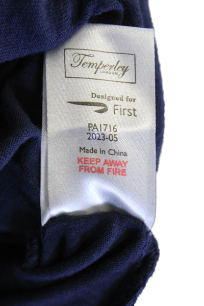 Temperley London Mens LOng Sleeve Scoop Neck Classic Tee Shirt Navy Size Large