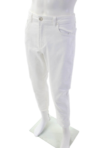 Monfrere Mens Zipper Fly Slim Cut Ankle Jeans White Denim Size 36