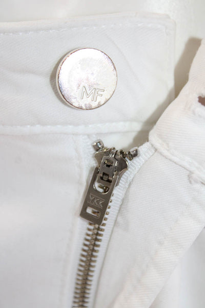 Monfrere Mens Zipper Fly Slim Cut Ankle Jeans White Denim Size 36