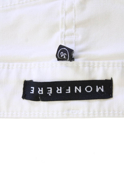 Monfrere Mens Zipper Fly Slim Cut Ankle Jeans White Denim Size 36