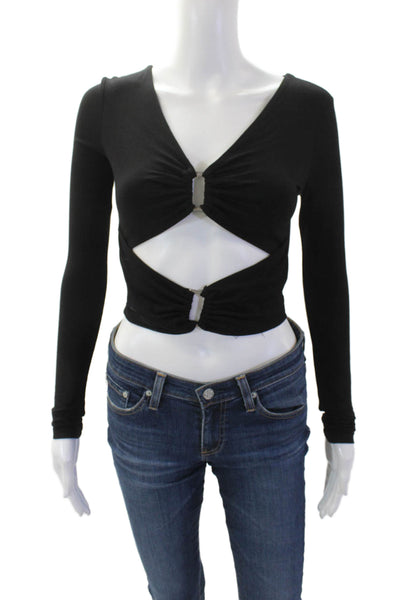 The Kript Womens Cotton Cut Out Top Black Size S