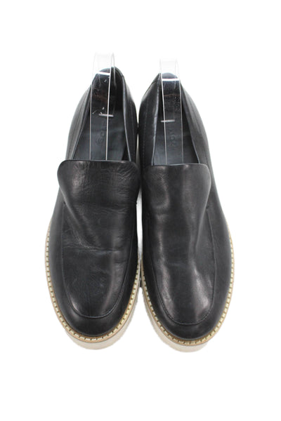 Vince Womens Leather Round Toe Slip On Platform Loafers Black Size 38.5 8.5
