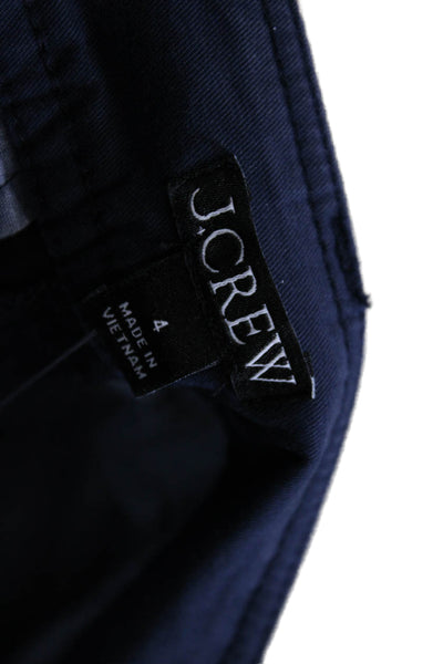 J Crew Womens Cotton Pleated Detail Buttoned Wide Legged Pants Blue Size 4