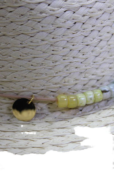 Golden Hearts Womens Beaded Trim Frayed Edge Sunhat Beige OS