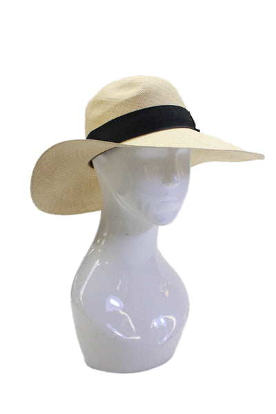 Sweet + Sunday Womens Frayed Edge Beaded Trim Sunhat Beige Multi OS