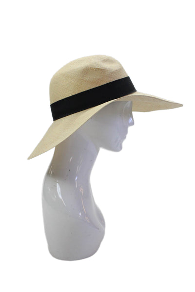 Sweet + Sunday Womens Frayed Edge Beaded Trim Sunhat Beige Multi OS