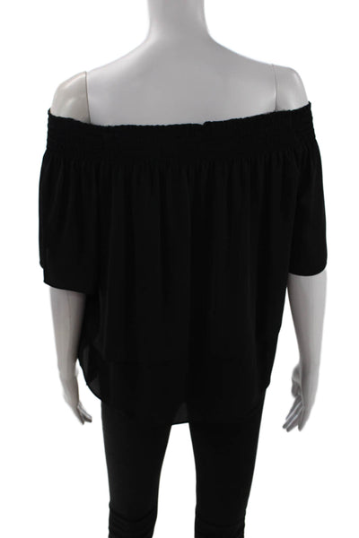 Amanda Uprichard Womens Short Sleeve Off Shoulder Blouse Black Size S
