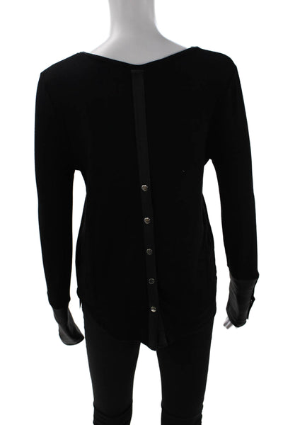 Generation Love Womens Leather Trim Long Sleeve Top Black Size XS