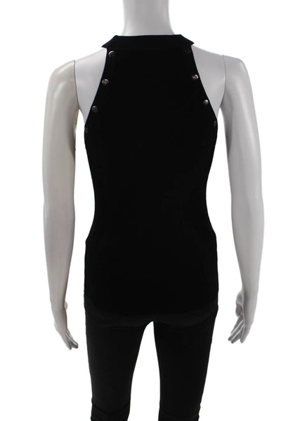 Autumn Cashmere Womens Studded Ribbed Halter Top Black Size M