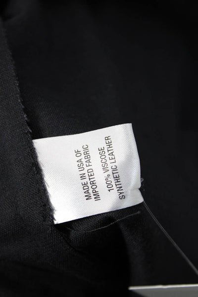 Drew Womens Faux Leather Button Down Shirt Black Size S