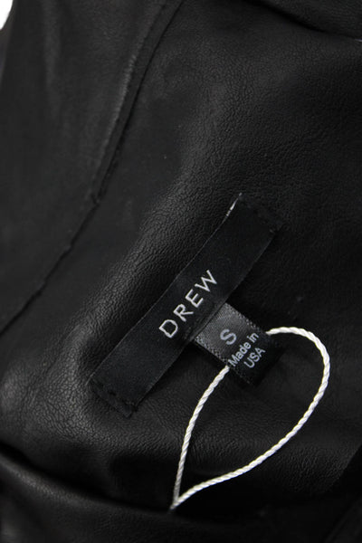 Drew Womens Faux Leather Button Down Shirt Black Size S