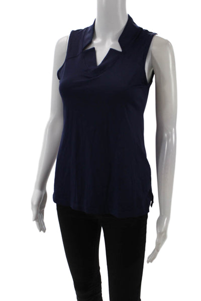 Sofibella Womens Sleeveless V Neck Athletic Tank Top Blue Size S