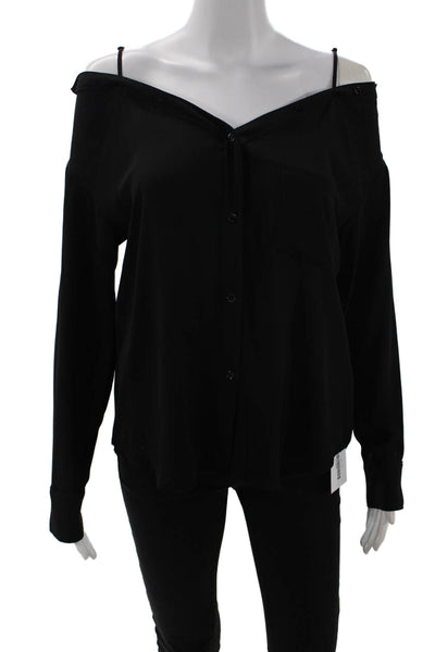 Bailey 44 Womens Long Sleeve Lightweight Button Down Blouse Black Size XS