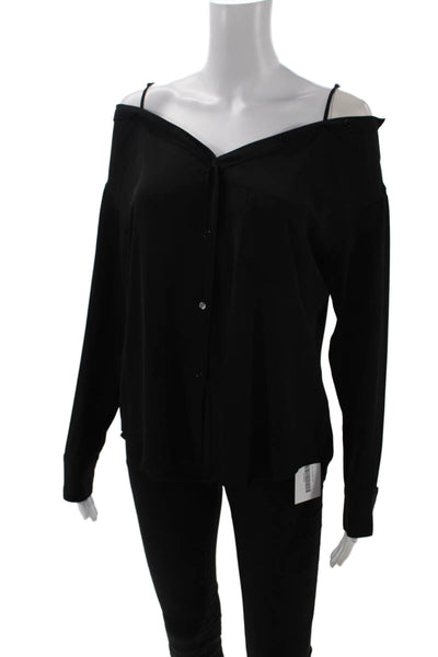 Bailey 44 Womens Long Sleeve Lightweight Button Down Blouse Black Size XS