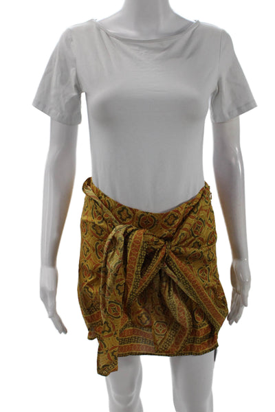 Free People Womens Abstract Print Mini Wrap Skirt Multi Colored Size 6