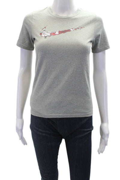 Nike Boys Graphic Logo Short Sleeve Round Neck T-Shirt Gray Size M